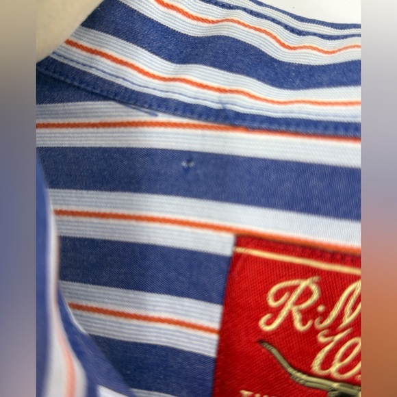 RM Williams Longhorn Men's New 100% Cotton Long-Sleeved Blue Reg Fit Shirt L - Picture 4 of 9